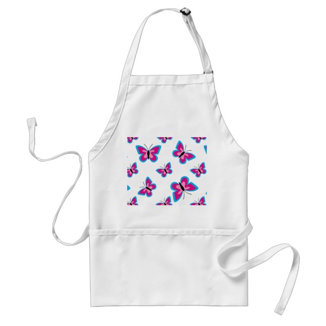 Blue Pink Butterfly Pattern Standard Apron (Front)