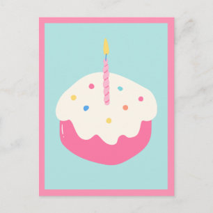 Blue pink cake postcard