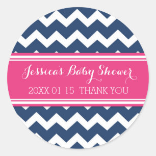 Blue Pink Chevron Baby Shower Favour Stickers