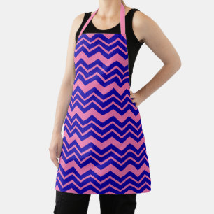 Blue Pink Chevron Zigzag Design Apron