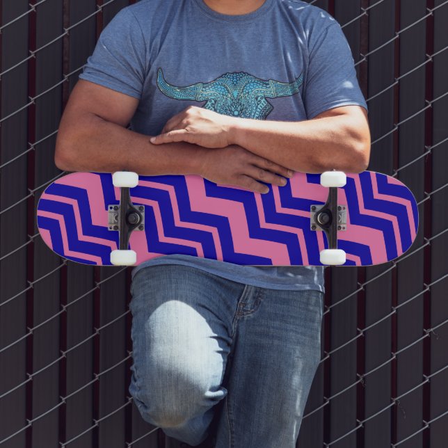 Blue Pink Chevron Zigzag Design  Skateboard (Outdoor 3)