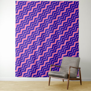 Blue Pink Chevron Zigzag Design Tapestry
