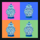 Blue Pink Chinoiserie Ginger jar jars art print<br><div class="desc">Original Art by Dawne

A True classic!  Ginger in Blue and White.  Classic and classy.    These would be great for weddings,  shower favours,  easter baskets,  and stocking stuffers!

Thanks for being a patron of the arts.
Dawne,  Mon Petit Bijou</div>