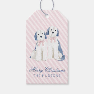 Blue & Pink Christmas Dogs Gift Tags