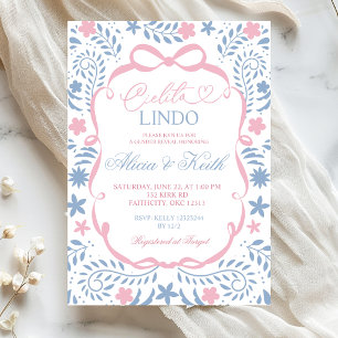 Blue Pink Cielito Lindo Mexican Gender Reveal Invitation