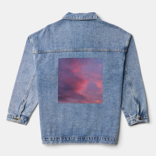 Blue Pink Clouds Denim Jacket (Back)