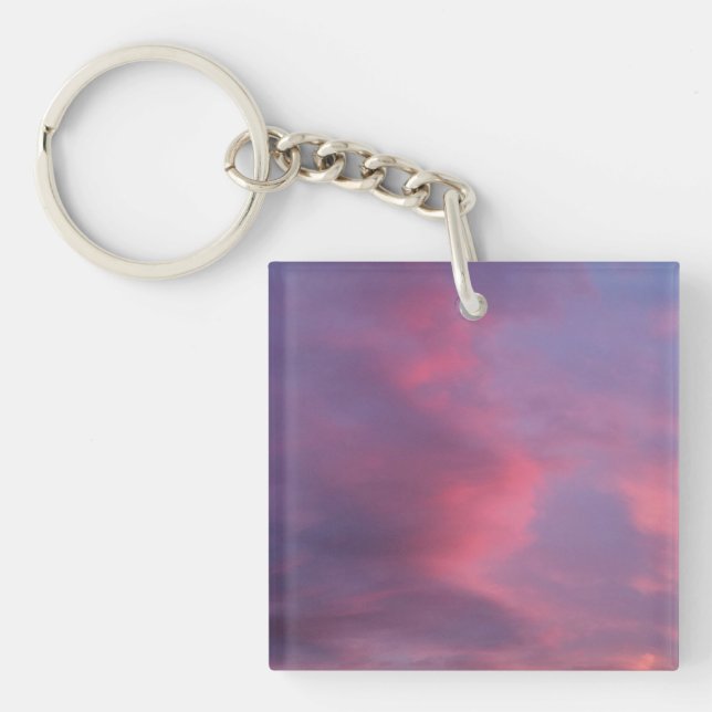 Blue Pink Clouds Key Ring (Front)