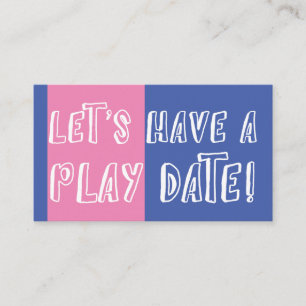 Blue & Pink Colour Block Playful Play Date Calling Card