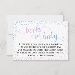 Blue Pink Confetti Baby Book Request insert Card