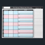 Blue & Pink Custom Weekly Meal Planning Notepad<br><div class="desc">Use this 8.5" x 11" notepad for planning your (or your family's) meals for the week. These tear-away sheets, each with colour-coded days of the week, are perfect for maintaining healthy eating and staying organised, complete with a column for your grocery list. Personalise this planner with your name or your...</div>