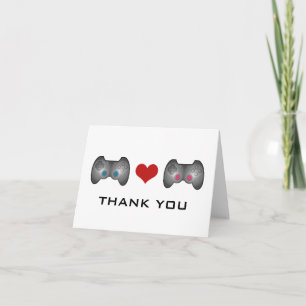 Blue Pink Cute Gamer Thank You Card