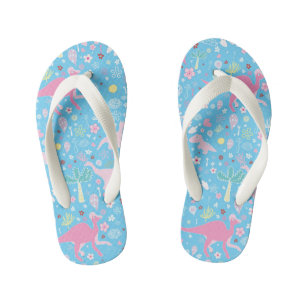 Blue Pink Dinosaur Pattern Kid's Jandals