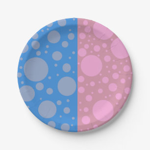 Blue Pink Dots Custom Paper Plates 7 in