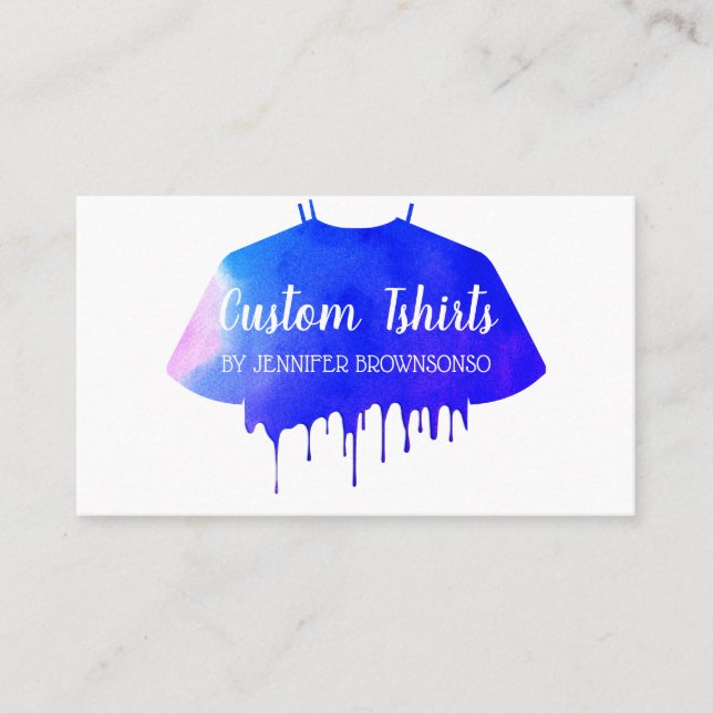 Blue Pink Dripping Shirt Clothing Apparel Business Card (Front)