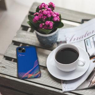 Blue pink elegant colourful wavy  iPhone 13 case