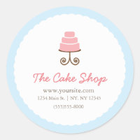 Blue & Pink Fancy Cake Bakery Sticker Label