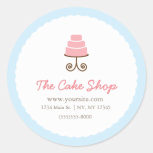 Blue & Pink Fancy Cake Bakery Sticker Label