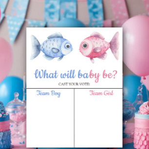 Blue & Pink Fish Gender reveal Boy or Girl chart