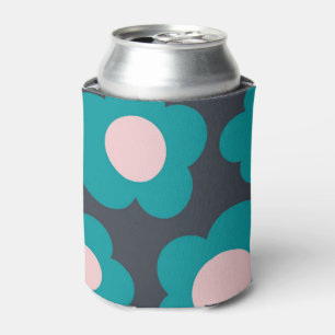 Blue Pink Floral Elegant Tropical Flower Sleeve Can Cooler