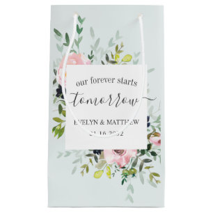 Blue Pink Floral Forever Starts Tomorrow Rehearsal Small Gift Bag