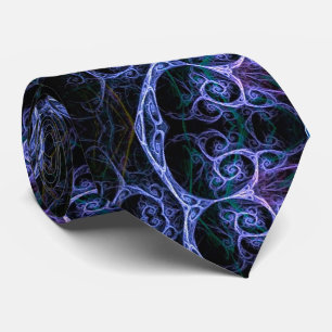 Blue & Pink Floral Fractal Pattern Tie