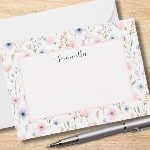 Blue Pink Floral Personalised Card