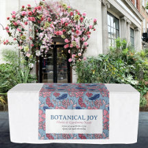 Blue Pink Floral Pop Up Shop Table Runner Sign