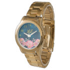 Blue pink florals monogram initials