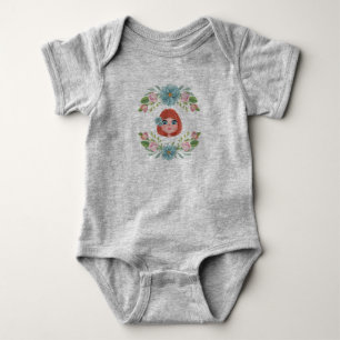 Blue, & pink flowers, baby girl grey custom bodysuit