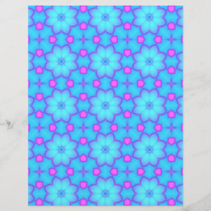 Blue & Pink Flowers Circles Scrapbook Paper Pages