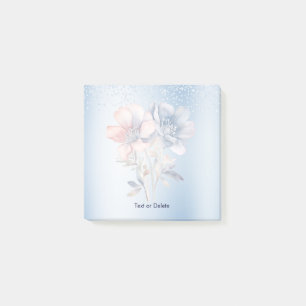Blue Pink Flowers Post it Notes