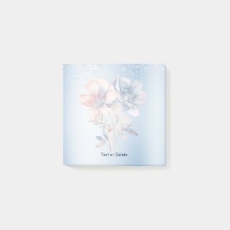 Blue Pink Flowers Post it Notes