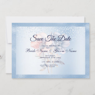 Blue Pink Flowers Save The Date