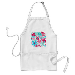 Blue & pink funky flowers garden  standard apron