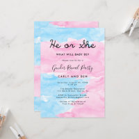 Blue & Pink Gender Reveal Party Invitation