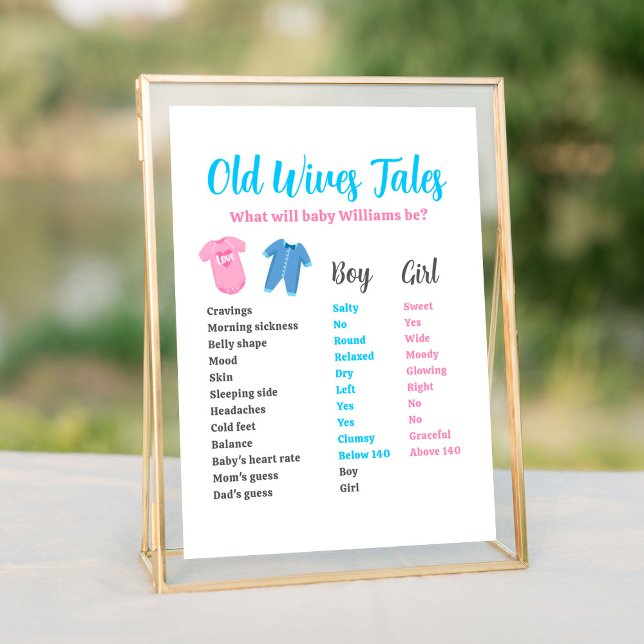 Blue Pink Gender Reveal Party Old Wives Tales Poster (Blue Pink Gender Reveal Party Old Wives Tales Poster
)