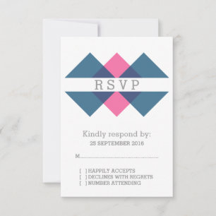 Blue Pink Geometric Triad RSVP Card