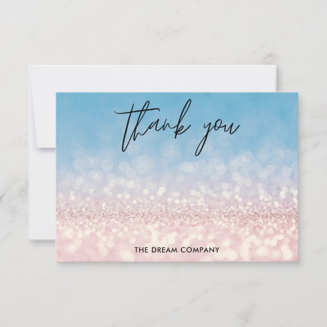 Blue Pink Glitter Message Thanks Media Insert (Front)