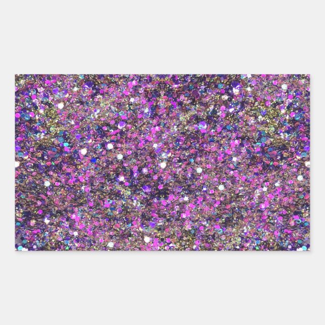 Blue Pink Gold Glitter Glamourous Blank Template Rectangular Sticker (Front)