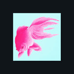 Blue Pink Goldfish Large Modern Pop Canvas Print<br><div class="desc">A pink goldfish on a block of blue solid colour. A large image of a fish to colour your walls or as a unique gift .</div>