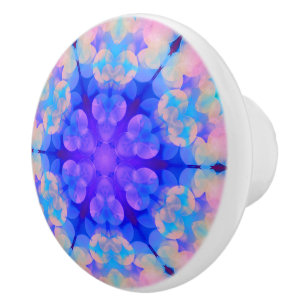 Blue & Pink Gradient Pastel Bubble Art Ceramic Knob