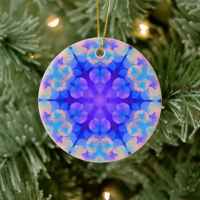 Blue & Pink Gradient Pastel Bubble Art Ceramic Tree Decoration (Tree)