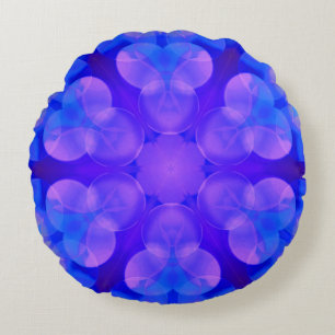 Blue & Pink Gradient Pastel Bubble Art Round Cushion