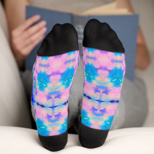 Blue & Pink Gradient Pastel Bubble Art Socks