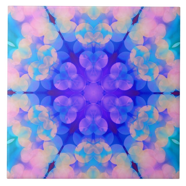 Blue & Pink Gradient Pastel Bubble Art Tile (Front)