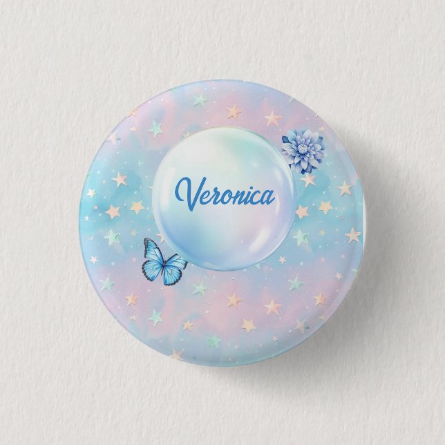 Blue-Pink Gradient Starry Background  3 Cm Round Badge (Front)
