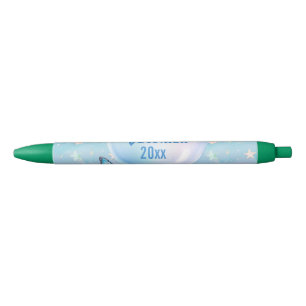 Blue-Pink Gradient Starry Background Black Ink Pen