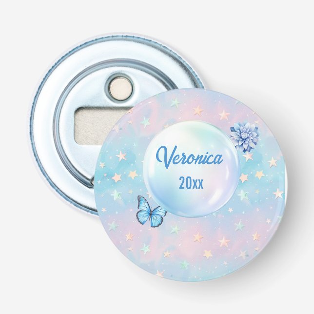 Blue-Pink Gradient Starry Background  Bottle Opener (Front)