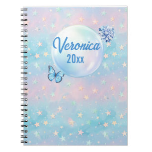 Blue-Pink Gradient Starry Background  Notebook