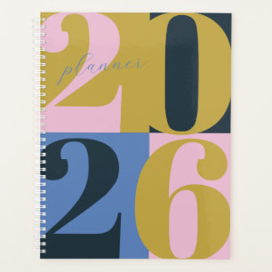 Blue Pink Green Bold Year Colour Block Planner